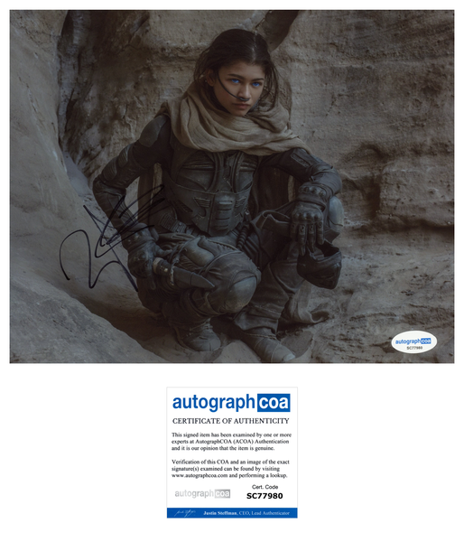 Zendaya Dune Signed Autograph 8x10 Photo ACOA