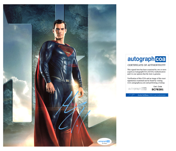 Henry Cavill Superman Signed Autograph 8x10 Photo ACOA