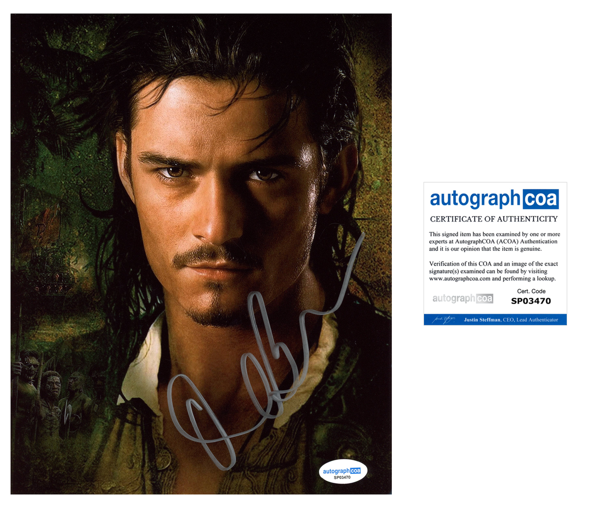 Orlando Bloom Pirates Signed Autograph 8x10 Photo ACOA Outlaw Hobbies