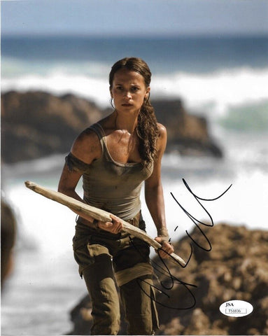 Alicia Vikander Tomb Raider SIgned Autograph 8x10 Photo JSA COA