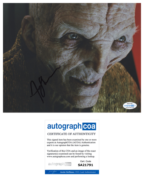 Andy Serkis Star Wars Signed Autograph 8x10 Photo ACOA Snoke - Outlaw Hobbies Authentic Autographs