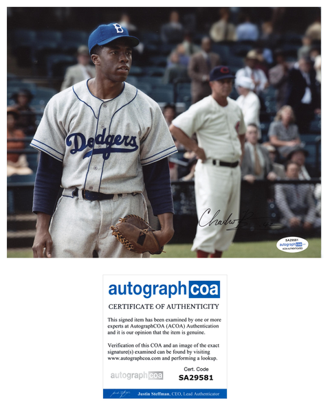 Chadwick Boseman 42 Signed Autograph 8x10 Photo ACOA - Outlaw Hobbies Authentic Autographs