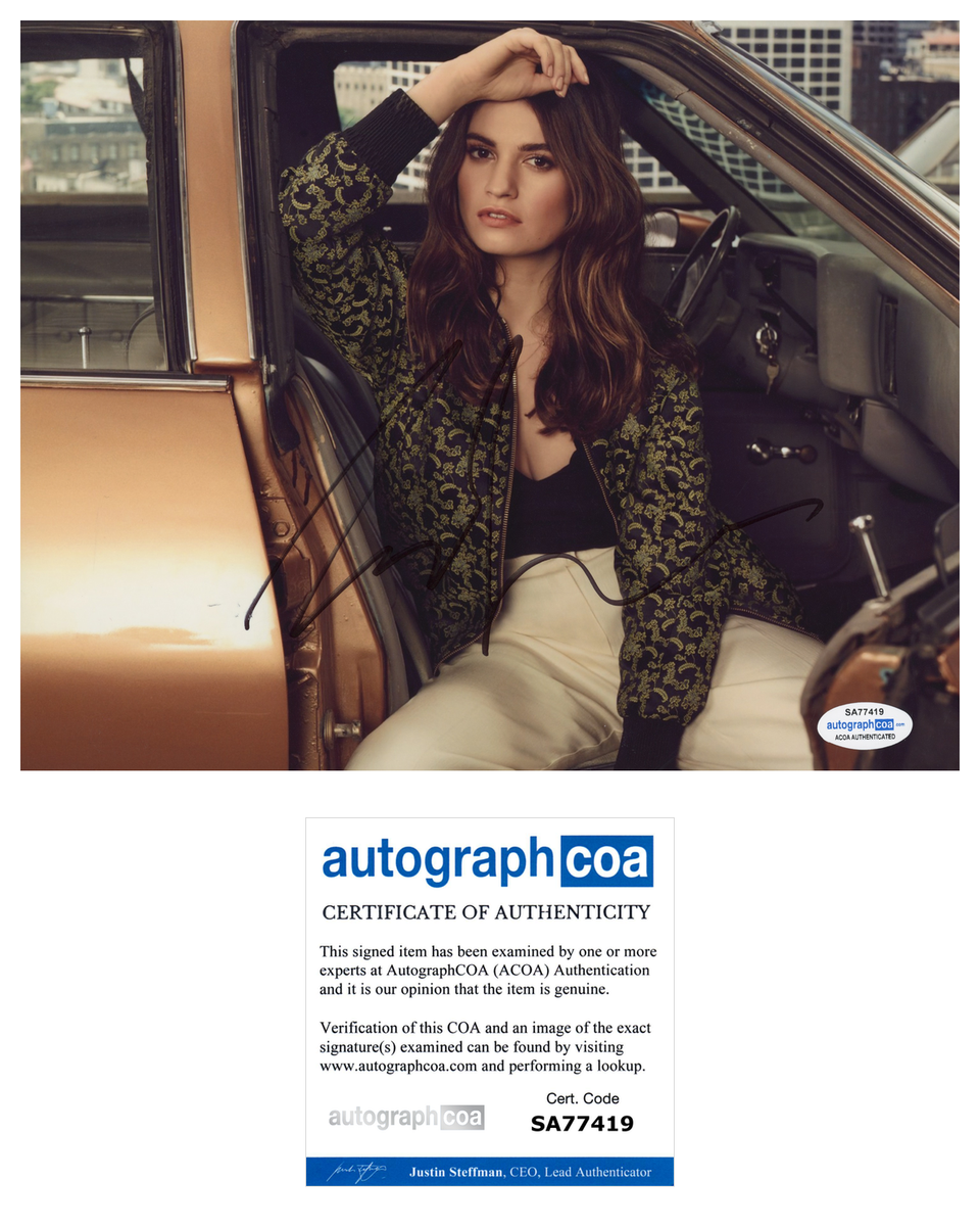 Lily James Sexy Signed Autograph 8x10 Photo ACOA Outlaw Hobbies