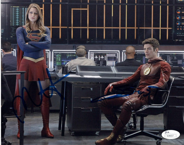 Melissa Benoist Grant Gustin Supergirl Signed Autograph 8x10 Photo JSA COA