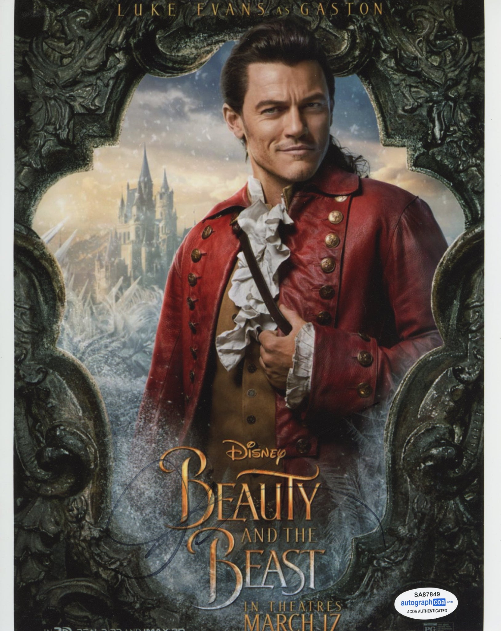 Luke Evans Beauty and the Beast Signed Autograph 8x10 Photo ACOA