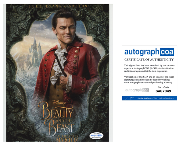 Luke Evans Beauty and the Beast Signed Autograph 8x10 Photo ACOA