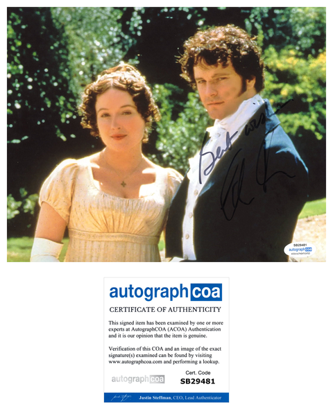 Colin Firth Pride Prejudice Signed Autograph 8x10 Photo ACOA