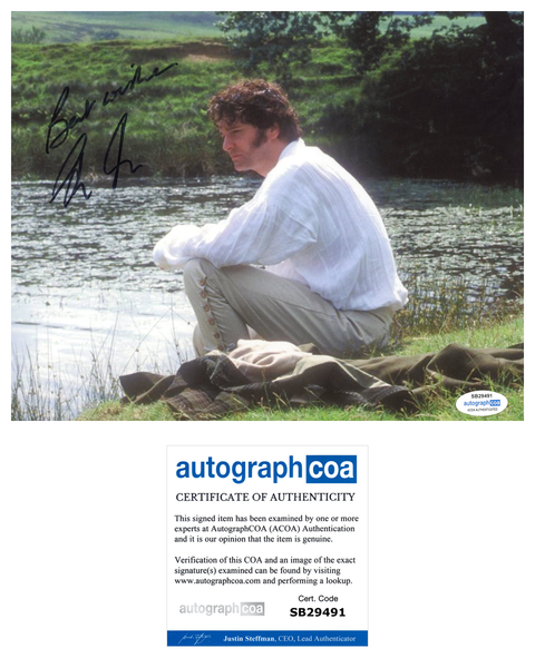 Colin Firth Pride and Prejudice Signed Autograph 8x10 Photo ACOA