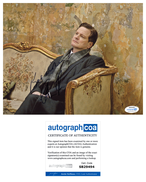 Colin Firth King's Speech Signed Autograph 8x10 Photo ACOA