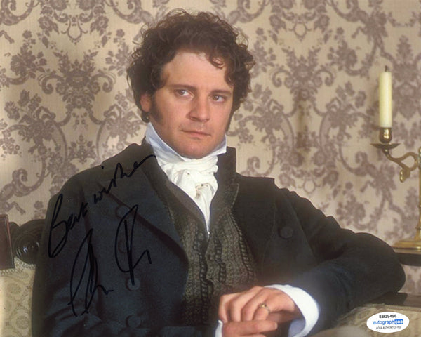 Colin Firth Pride and Prejudice Signed Autograph 8x10 Photo ACOA