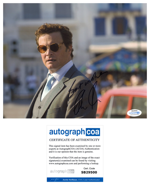 Colin Firth Mamma Mia Signed Autograph 8x10 Photo ACOA