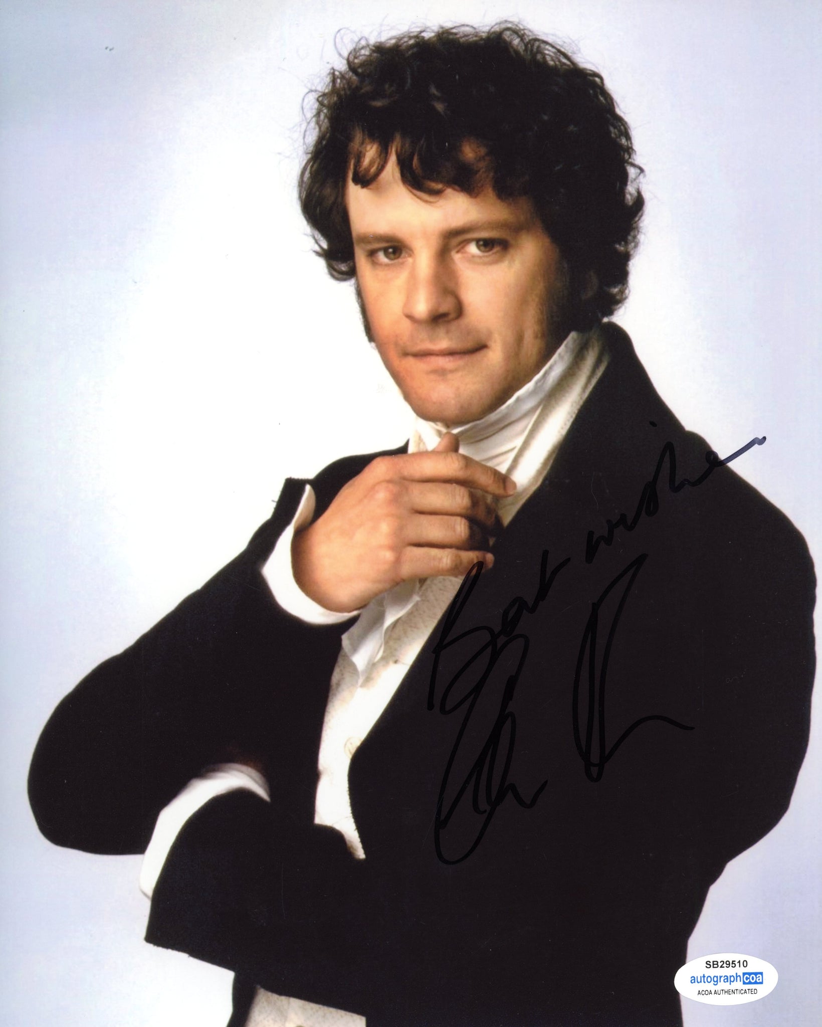 Colin Firth Pride and Prejudice Signed Autograph 8x10 Photo ACOA