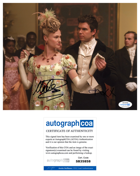 Luke Newton Jessica Madsen Bridgerton Signed Autograph 8x10 Photo ACOA