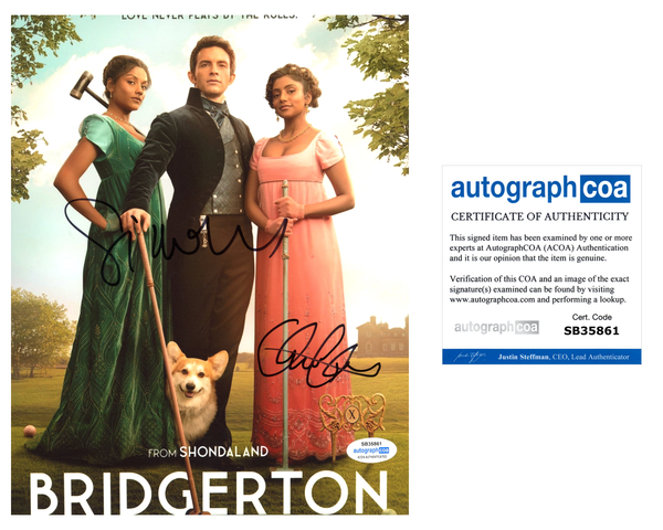 Simone Ashley & Charithra Chandran Bridgerton Signed Autograph 8x10 Photo ACOA
