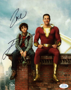 Zachary Levi & Jack Dylan Grazer Shazam Signed Autograph 8x10 Photo ACOA