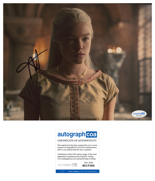Milly Alcock House of Dragon Signed Autograph 8x10 Photo ACOA