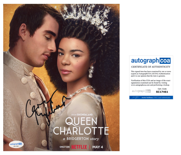 Corey Mylchreest Bridgerton Queen Charlotte Signed Autograph 8x10 Photo ACOA