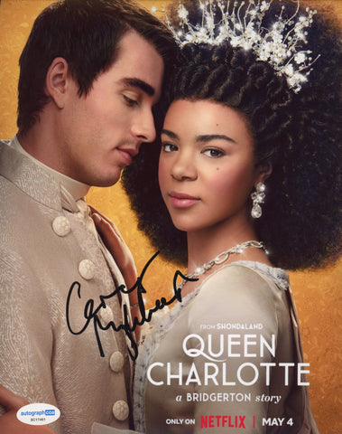 Corey Mylchreest Bridgerton Queen Charlotte Signed Autograph 8x10 Photo ACOA