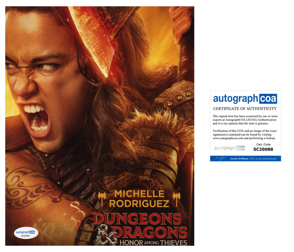 Michelle Rodriguez Dungeons Signed Autograph 8x10 Photo ACOA