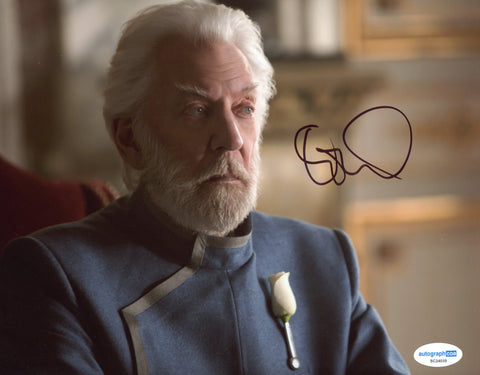 Donald Sutherland Hunger Games Signed Autograph 8x10 Photo ACOA