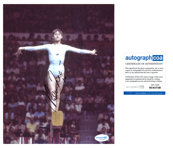 Nadia Comaneci Olympian Olympics Signed Autograph 8x10 Photo ACOA