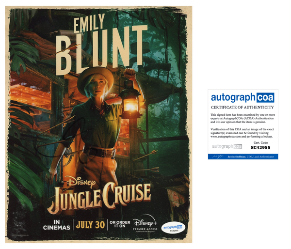 Emily Blunt Jungle Cruise Signed Autograph 8x10 Photo ACOA