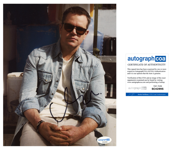 Matt Damon Signed Autograph 8x10 Photo ACOA
