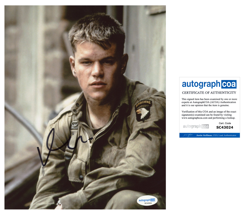 Matt Damon Saving Private Ryan Signed Autograph 8x10 Photo ACOA matt-damon-saving-private-ryan-signed-autograph-8x10-photo-acoa
