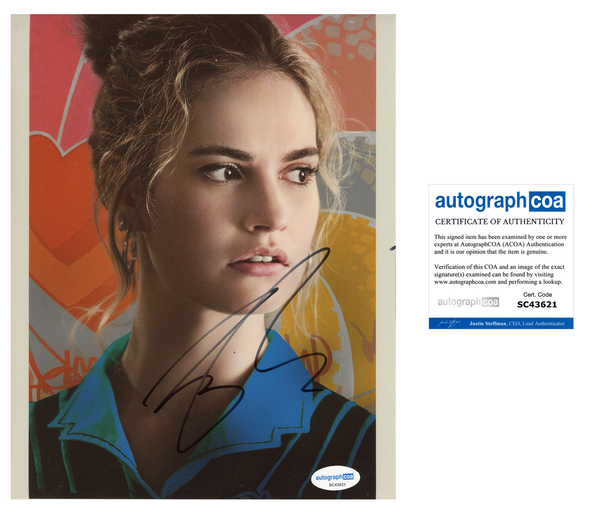 Lily James Baby Driver Signed Autograph 8x10 Photo ACOA