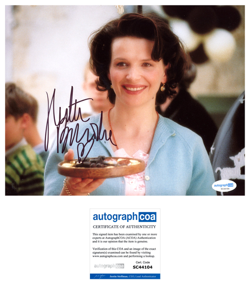 Juliette Binoche Chocolat Signed Autograph 8x10 Photo ACOA