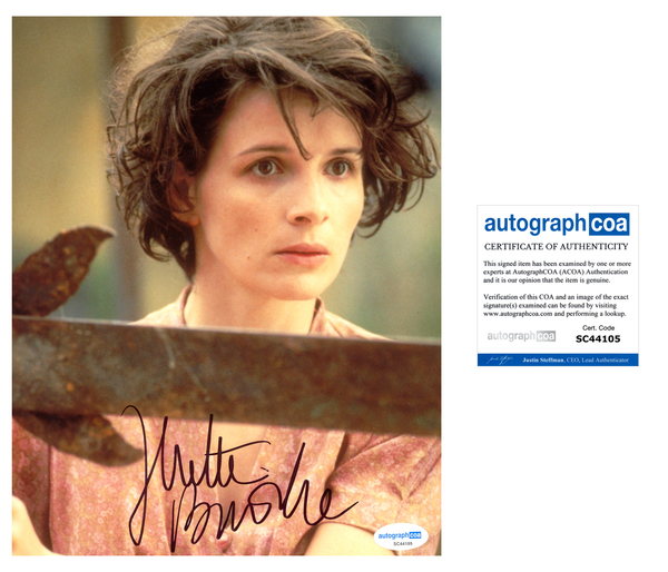 Juliette Binoche English Patient Signed Autograph 8x10 Photo ACOA