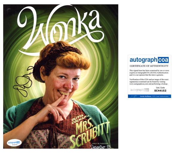 Olivia Colman Wonka Signed Autograph 8x10 Photo ACOA