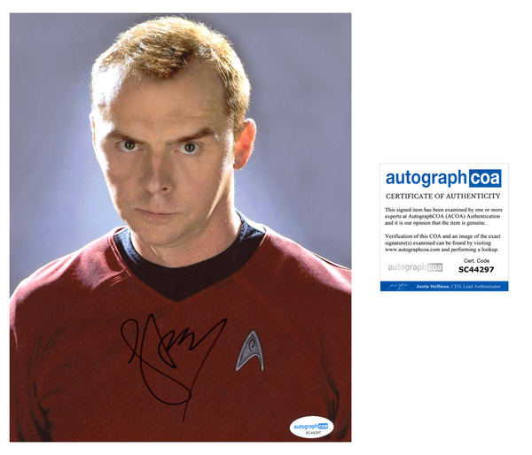 Simon Pegg Star Trek Signed Autograph 8x10 Photo ACOA60