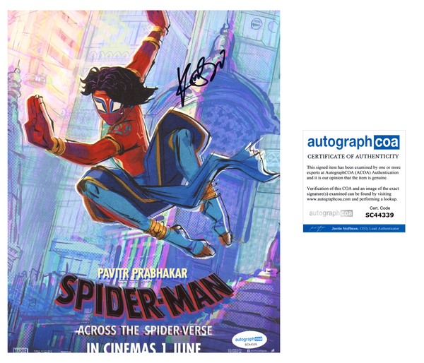 Karan Soni Across The Spider-Verse Signed Autograph 8x10 Photo ACOA50.