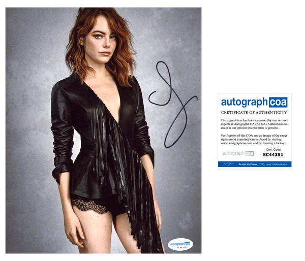 Emma Stone Sexy Signed Autograph 8x10 Photo ACOA