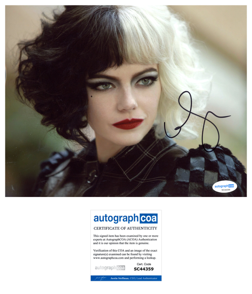 Emma Stone Cruella Signed Autograph 8x10 Photo ACOA