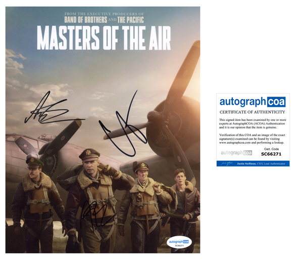Austin Butler Callum Turner Anthony Boyle Masters of Air Signed Autograph 8x10 Photo ACOA