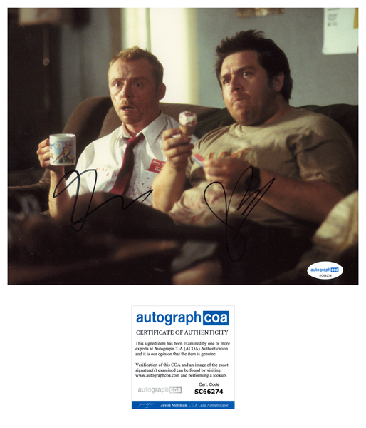 Nick Frost Simon Pegg Shaun of the Dead Signed Autograph 8x10 Photo ACOA