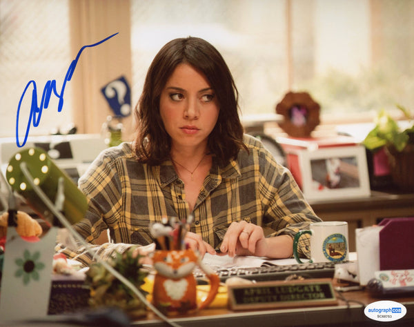 Aubrey Plaza Parks and Recreation Signed Autograph 8x10 Photo ACOA