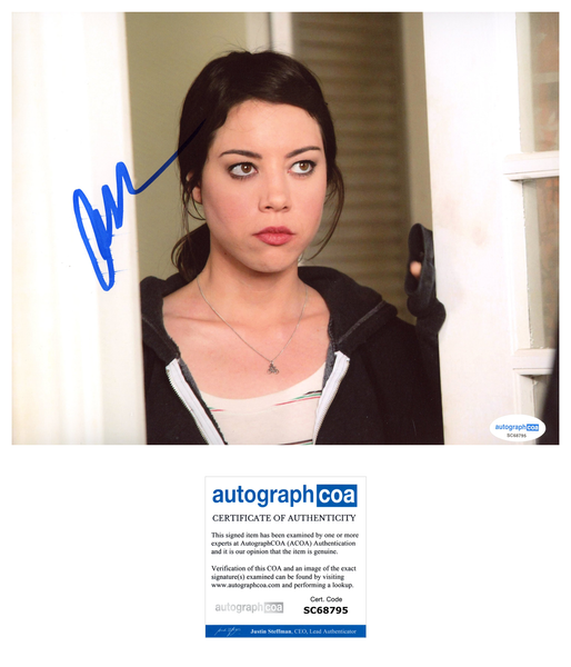 Aubrey Plaza Parks and Recreation Signed Autograph 8x10 Photo ACOA