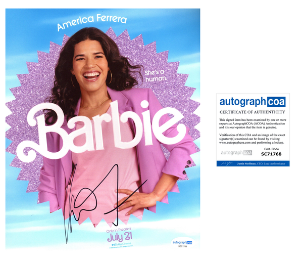 America Ferrera Barbie Signed Autograph 8x10 Photo ACOA
