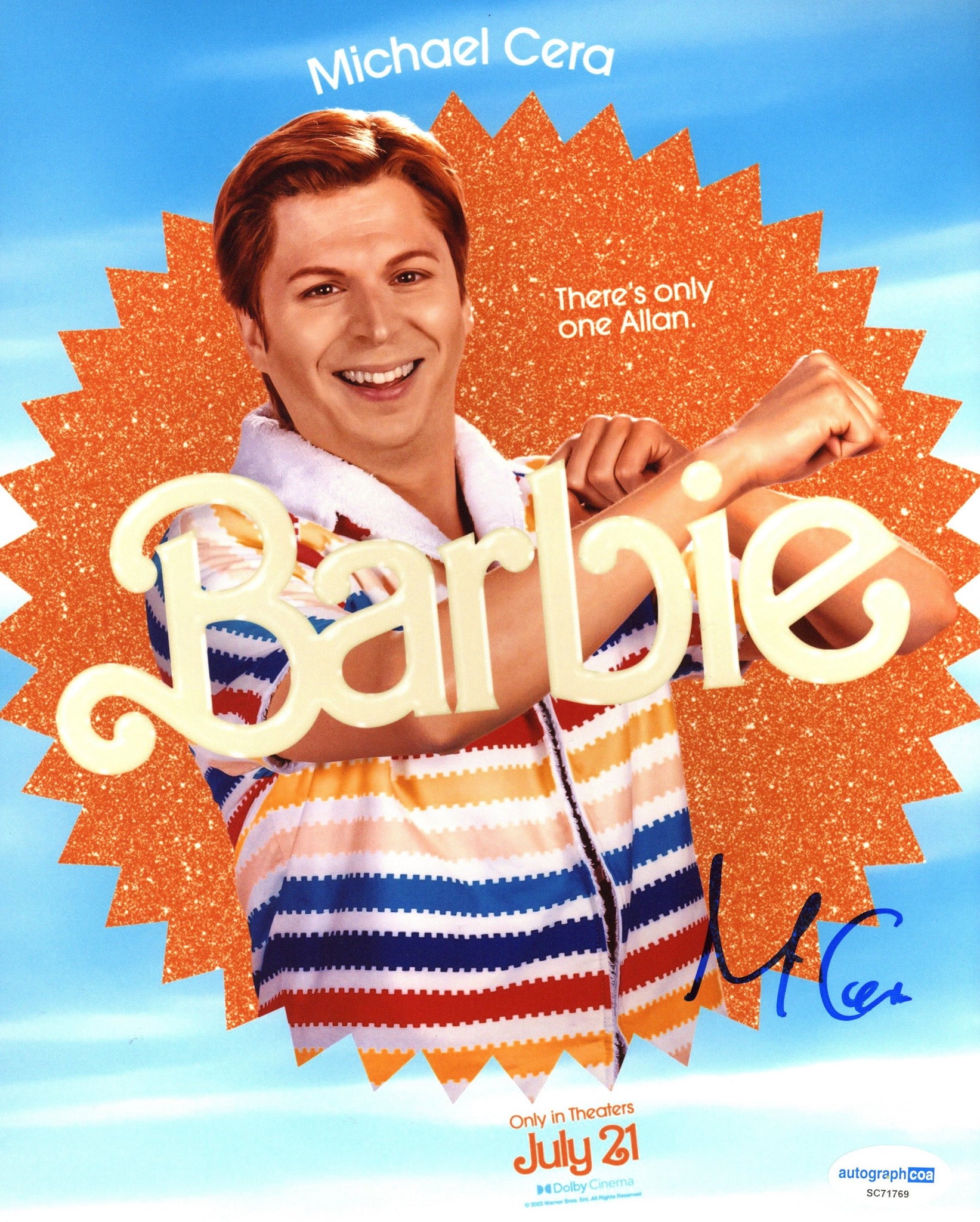 Michael Cera Barbie Signed Autograph 8x10 Photo ACOA