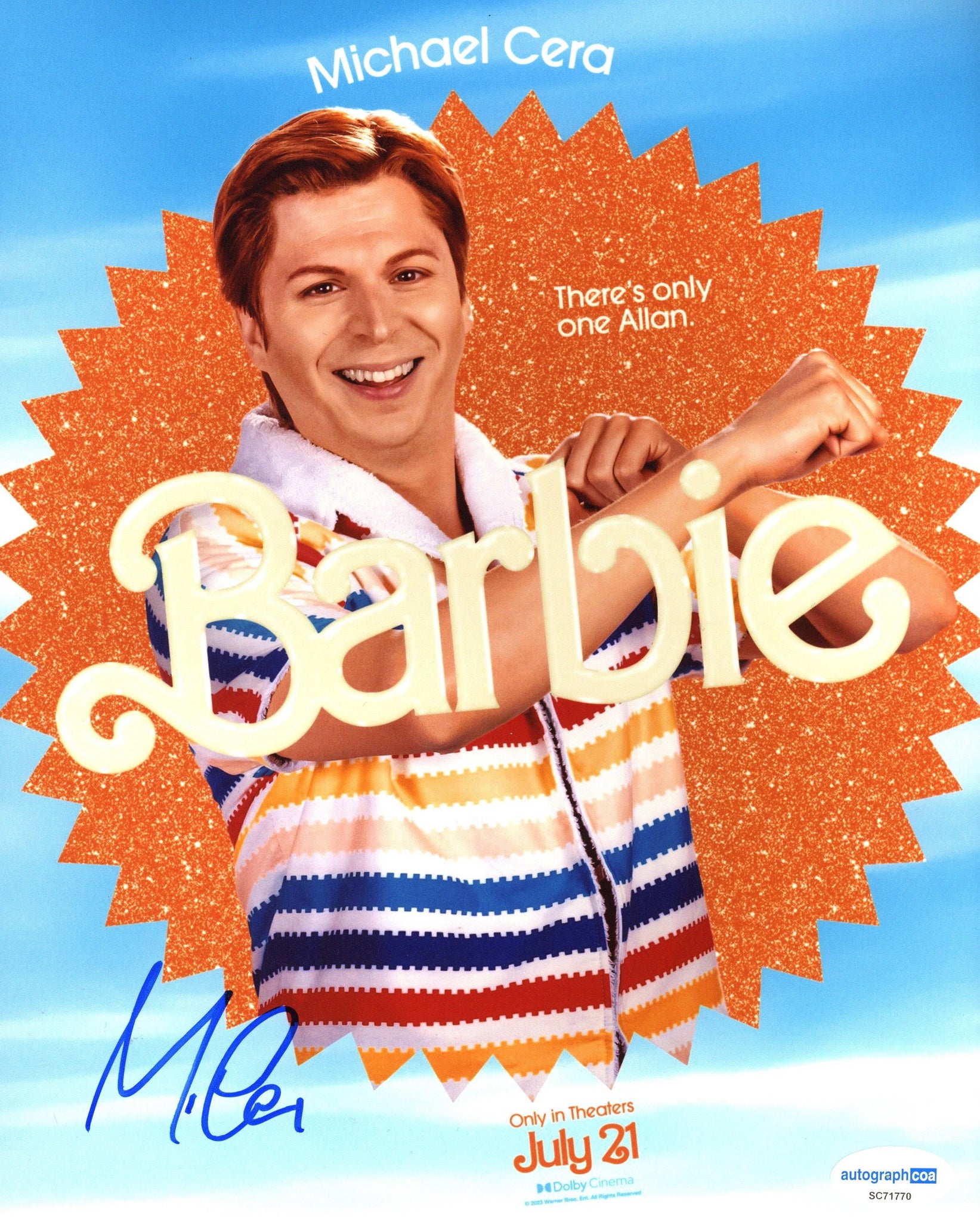 Michael Cera Barbie Signed Autograph 8x10 Photo ACOA