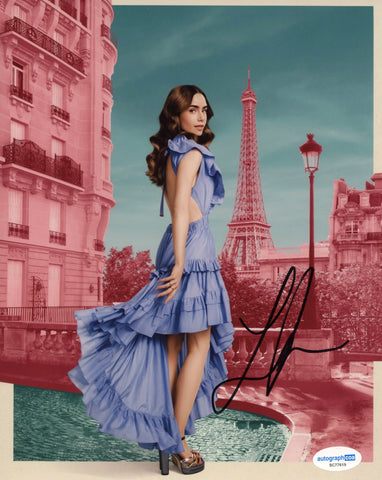 Lily Collins Sexy Signed Autograph 8x10 Photo ACOA