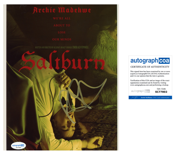Archie Madekwe Saltburn Signed Autograph 8x10 Photo ACOA