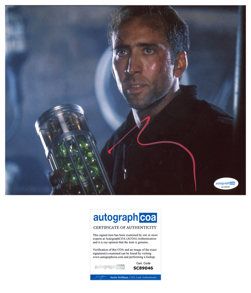 Nicolas Cage The Rock Signed Autograph 8x10 Photo ACOA