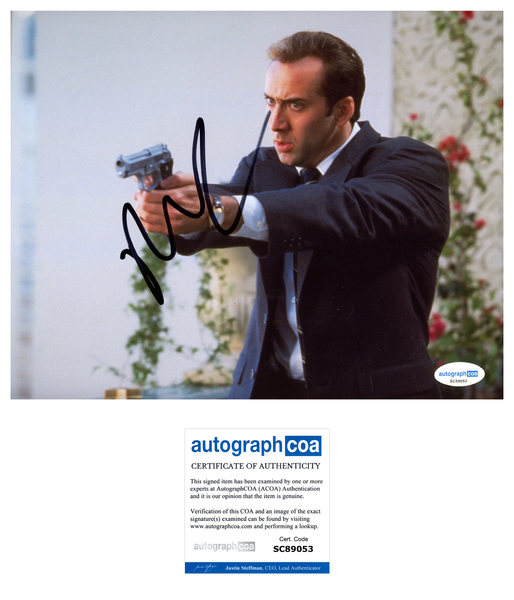 Nicolas Cage Face/Off Signed Autograph 8x10 Photo ACOA