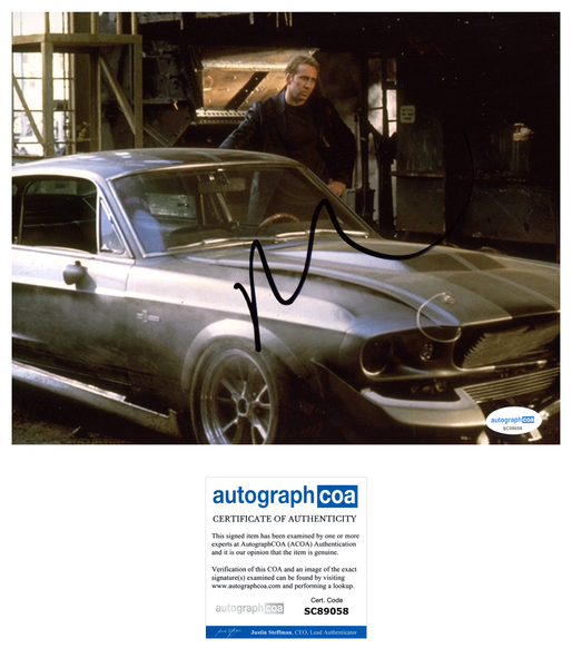 Nicolas Cage Gone in 60 Signed Autograph 8x10 Photo ACOA