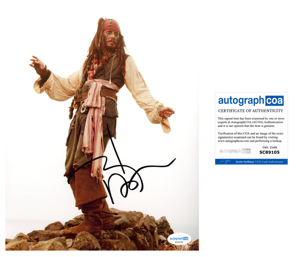 Johnny Depp Pirates Signed Autograph 8x10 Photo ACOA