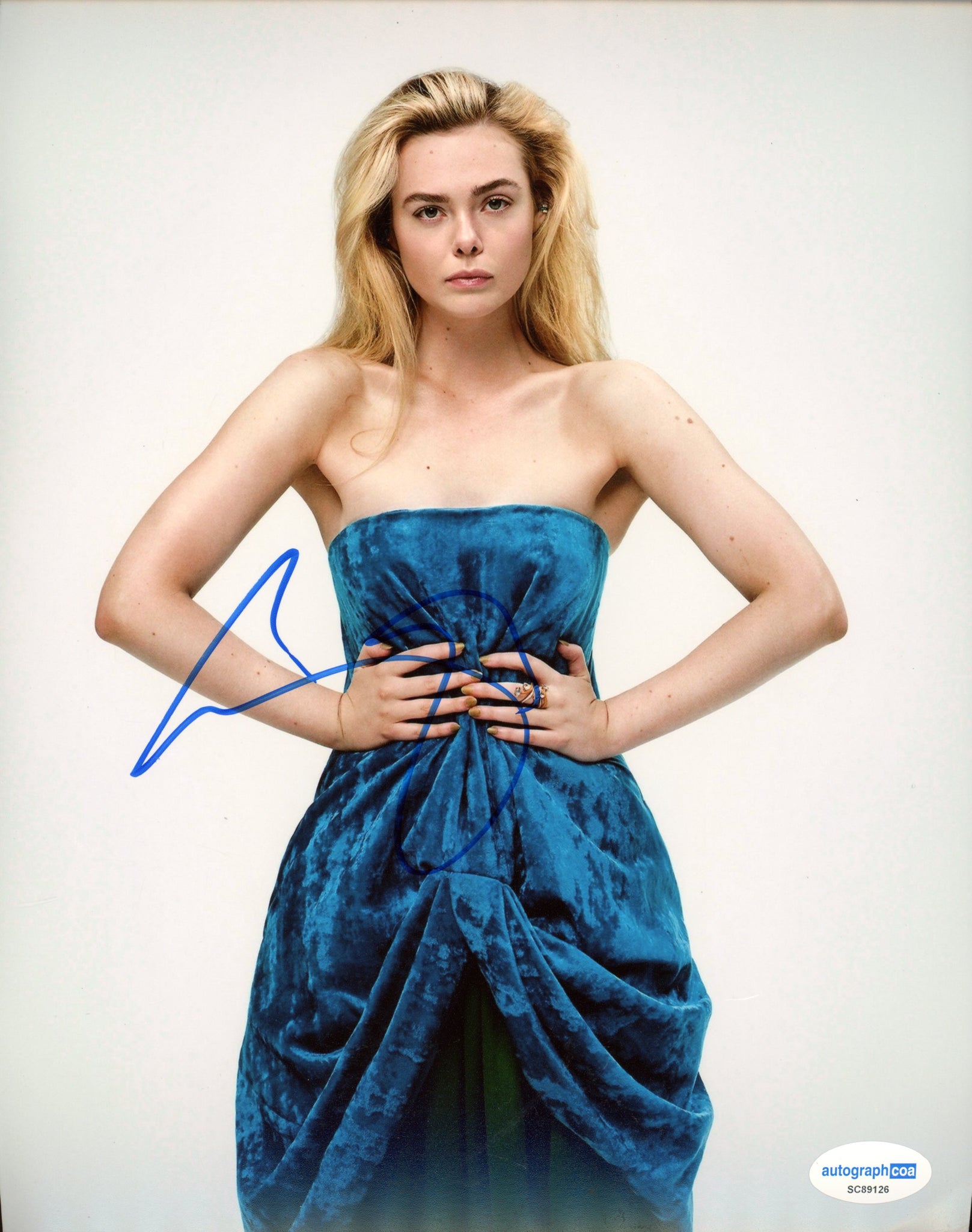 Elle Fanning Sexy Signed Autograph 8x10 Photo ACOA